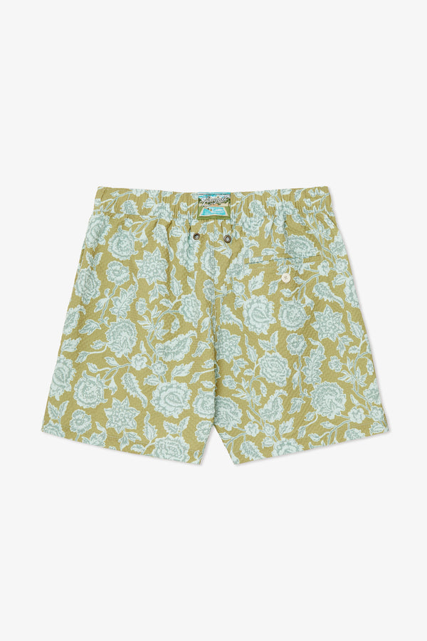 PISTACHIO FLOWER SWIM TRUNKS