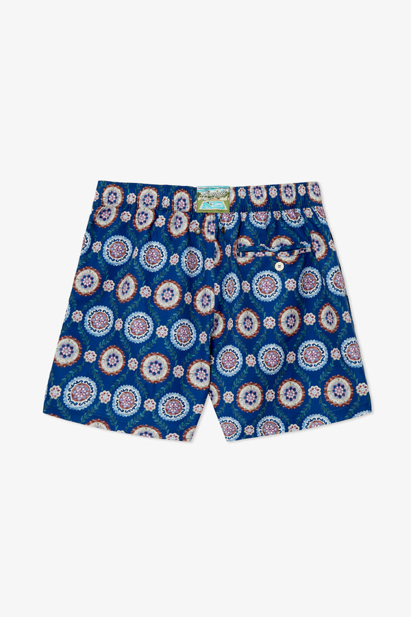 NAVY TILE SWIM TRUNKS