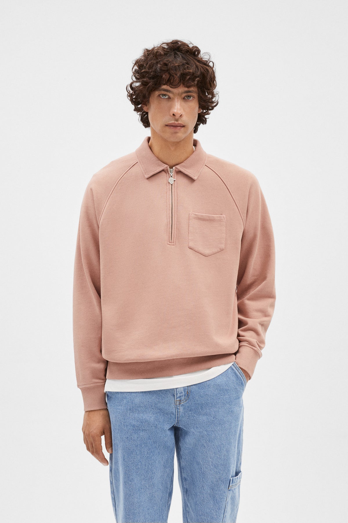 Sudadera con cremallera rosa oscuro