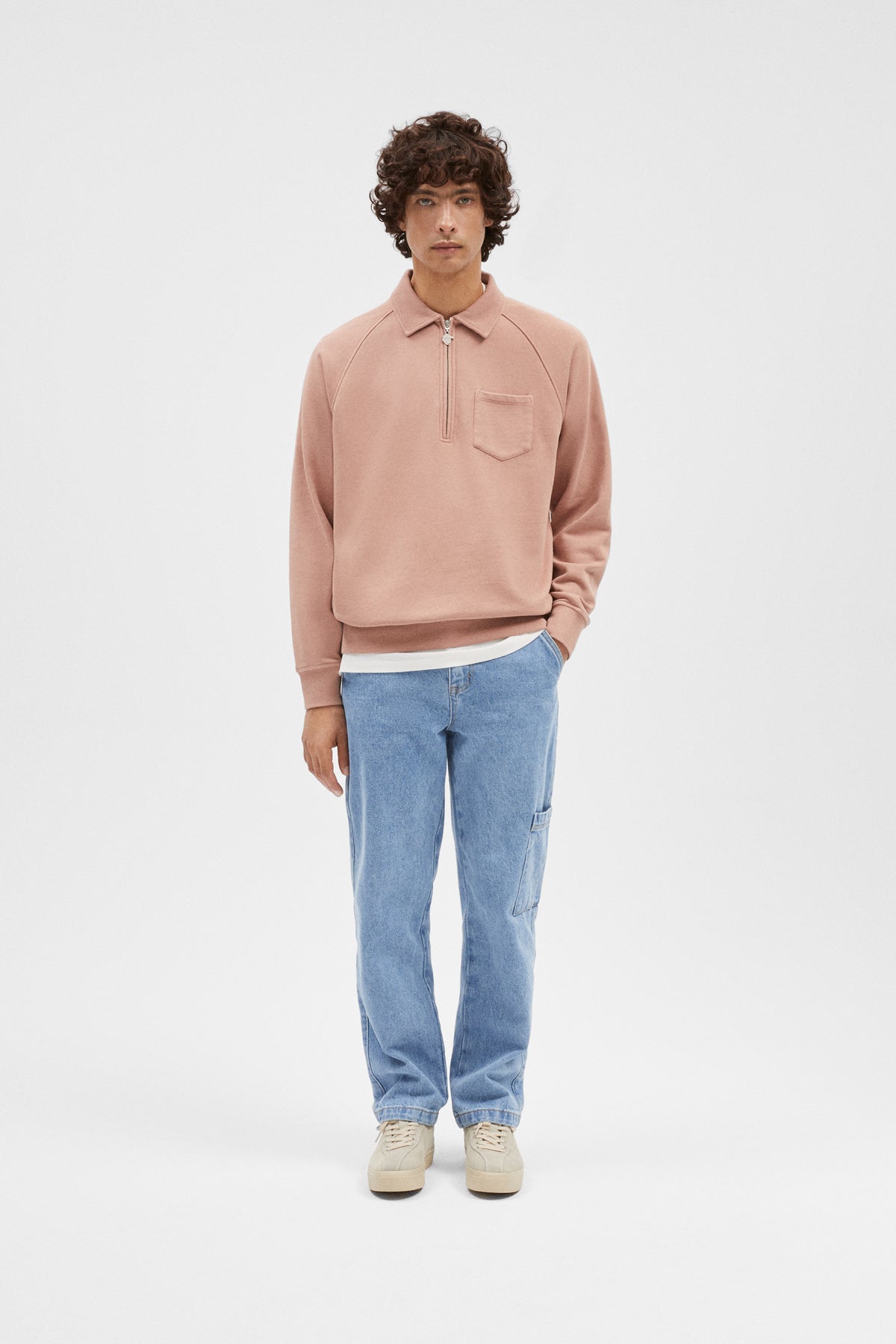 Sudadera con cremallera rosa oscuro