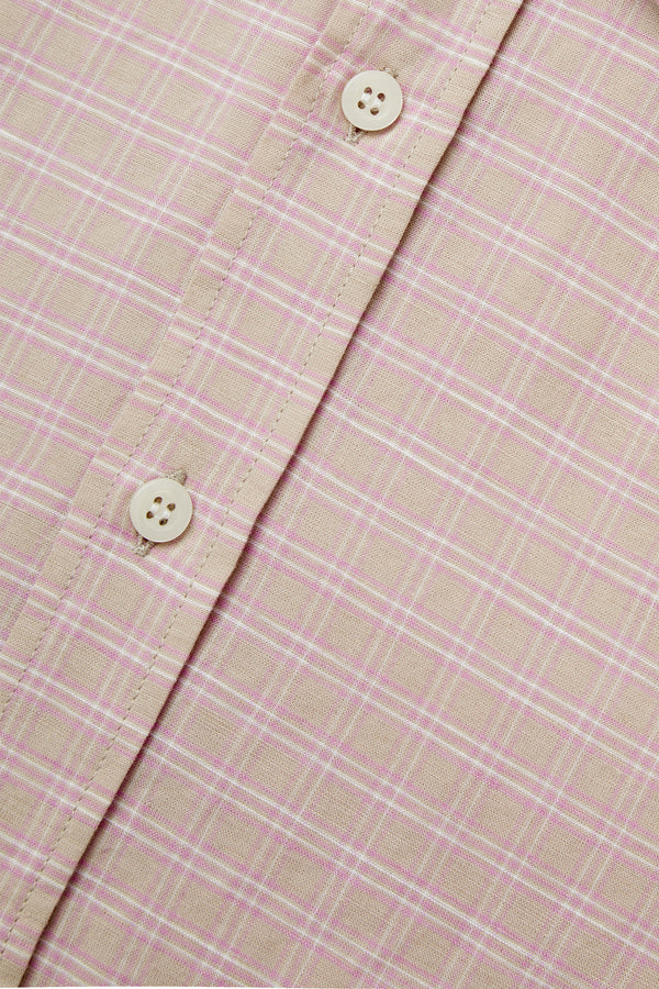 PINK MICRO CHECK RELAXED SHIRT
